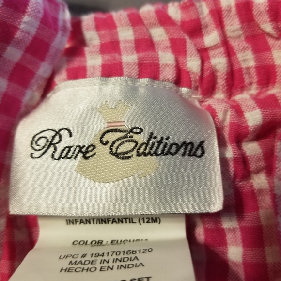 Rare Editions Baby Girl Pink Gingham Ruffle Shorts Set Cotton Infant NWT 12M - Picture 9 of 10